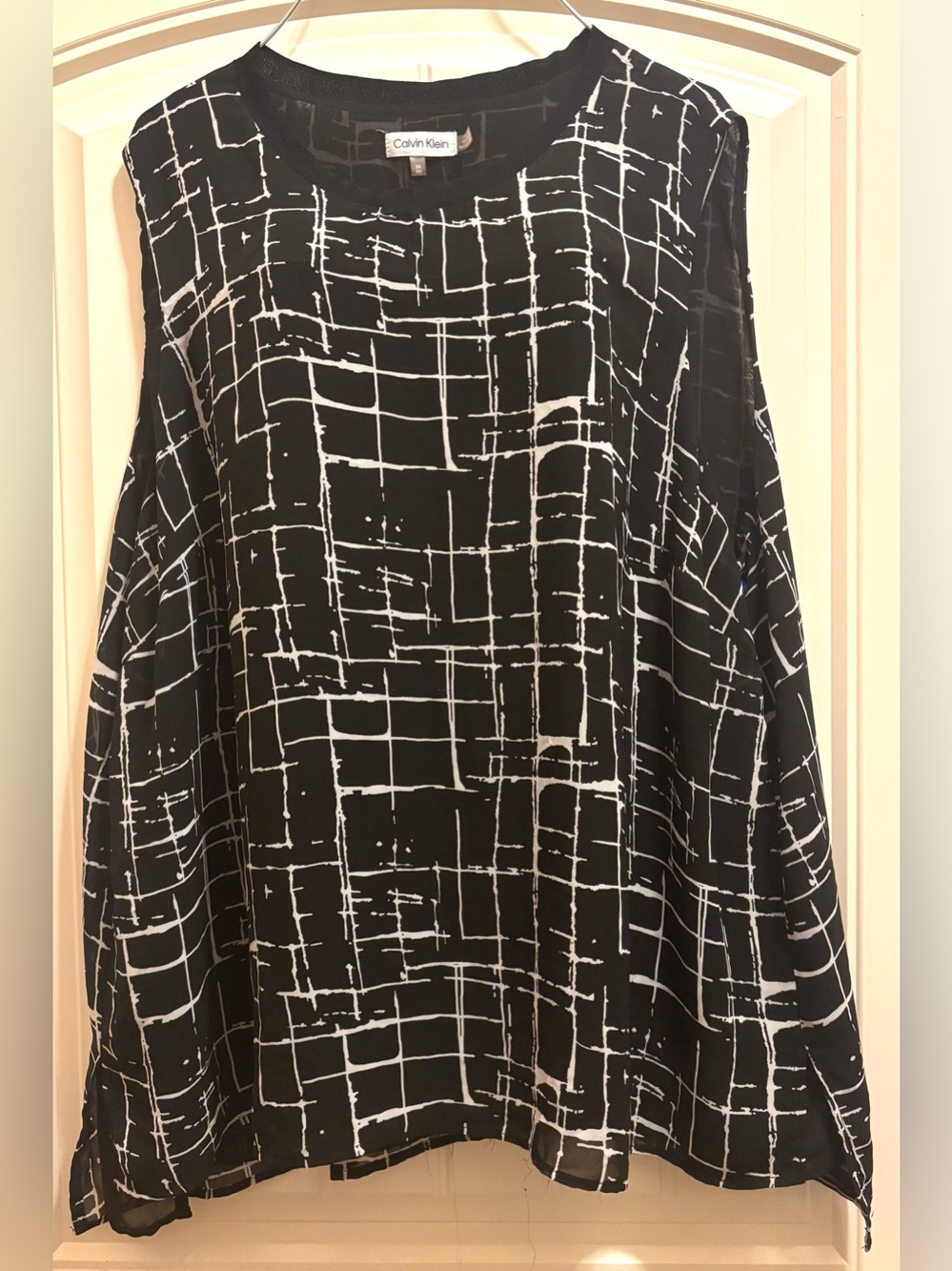 Calvin Klein Sleeveless Blouse Tank Top Wear Casual Black and White Plus Size 3X
